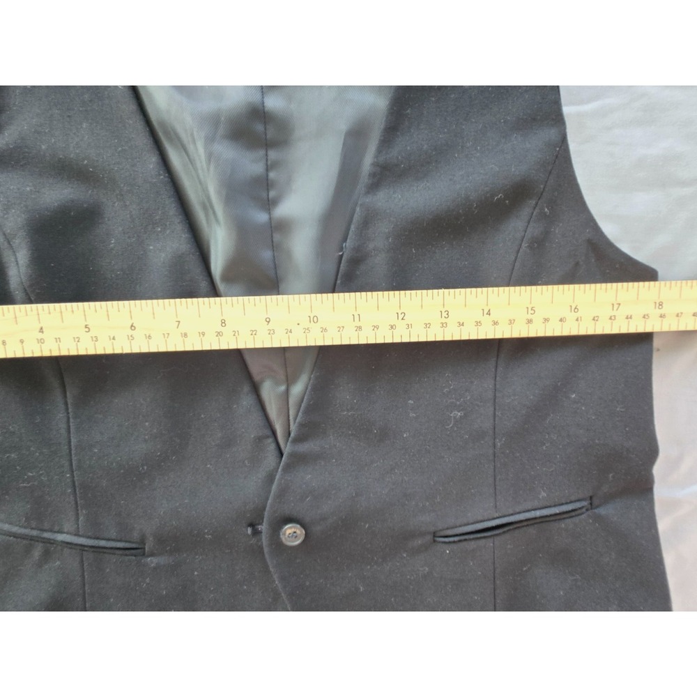 Zara Suit Vest Classic Black Label V neck Wool W's Sz XL Minimalist Quiet Lux - Picture 12 of 13